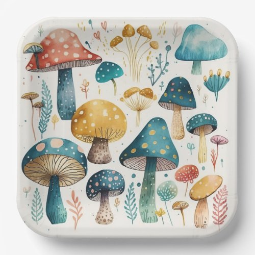 Mushrooms Birthday Party Shower Paper Plates