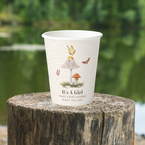 Mushrooms  Butterflies Girl Baby Shower Paper Cups