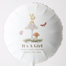 Mushrooms Butterflies Woodland Girl Baby Shower Balloon