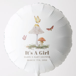 Mushrooms Butterflies Woodland Girl Baby Shower Balloon