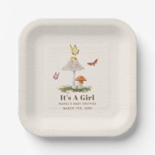 Mushrooms Butterflies Woodland Girl Baby Shower P Paper Plates