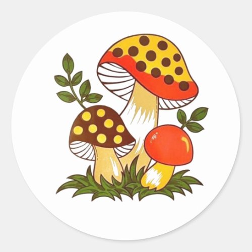 Mushrooms Classic Round Sticker