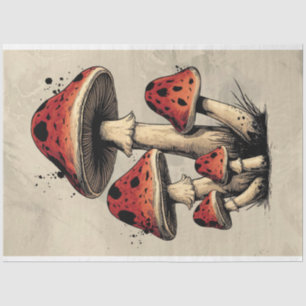 Mushrooms Cottagecore Ink Illustration Decoupage Tissue Paper