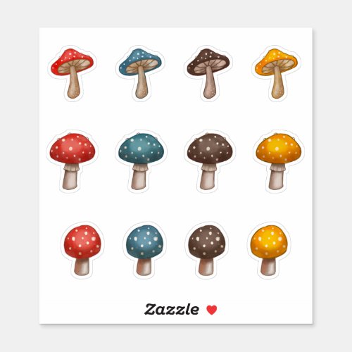 Mushrooms Custom_Cut Vinyl Sticker Set