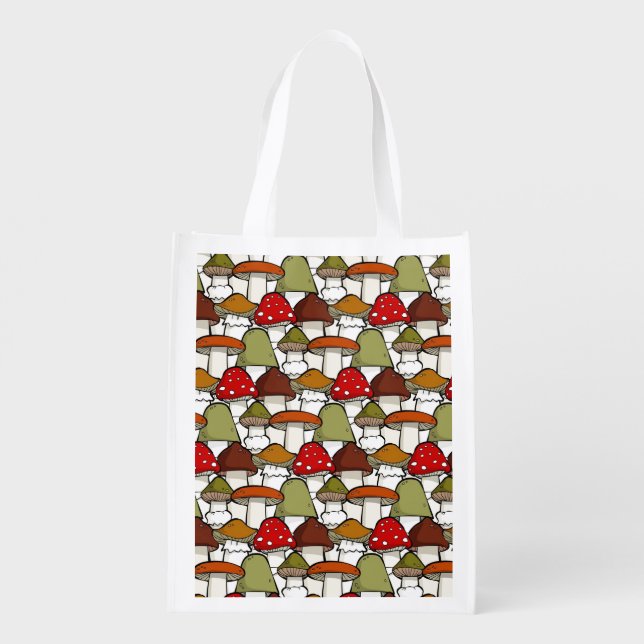 Mushrooms Design Reusable Tote (Back)