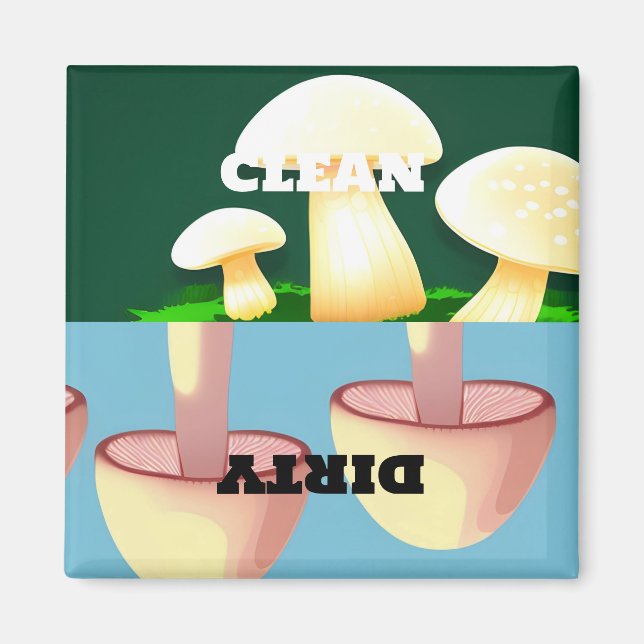 Mushrooms Dishwasher Magnet Clean Dirty (Front)