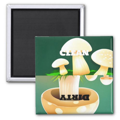 Mushrooms Dishwasher Magnet Clean Dirty 