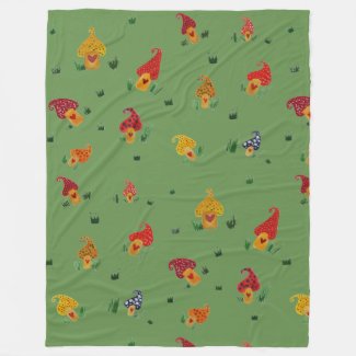 Mushrooms Drawing Fleece Blanket, Large
