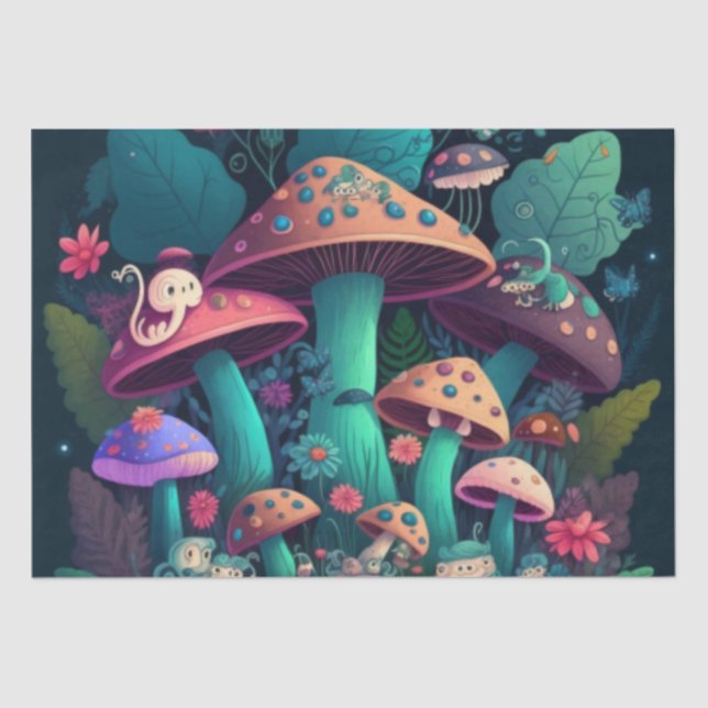 Mushrooms elfs  in the field    tissue paper (Front)