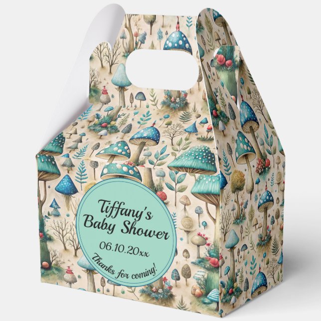 Mushrooms Fairyland Baby Shower Favor Boxes (Front)