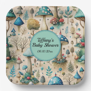 Mushrooms Fairyland Baby Shower Paper Plates