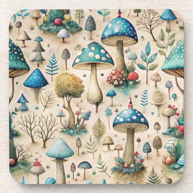 Mushrooms Fairyland  Beverage Coaster (Front)