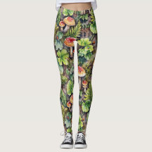 Mushrooms Ferns Moss Fallen Leaves Pattern