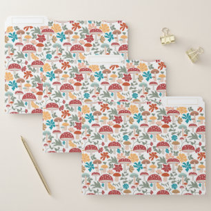 Mushrooms & Floral Mid Century Modern Pattern File Folder