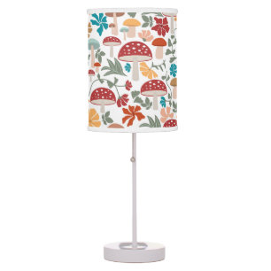 Mushrooms & Floral Mid Century Modern Pattern Table Lamp