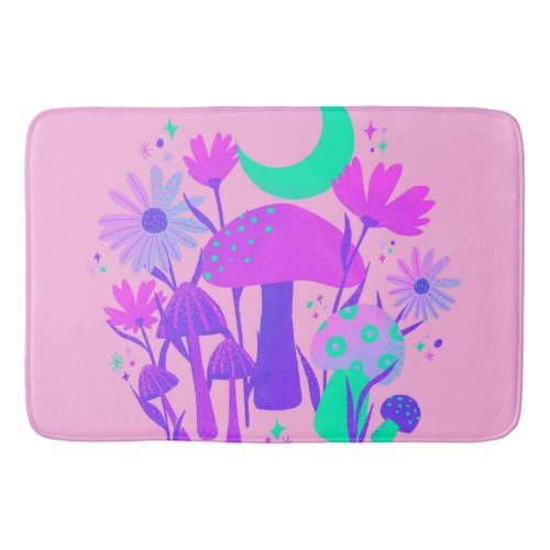 Mushrooms  florals _ lavender rose  purple bath mat