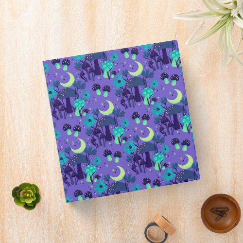 mushrooms  florals _ Purple blueberry 3 Ring Binder
