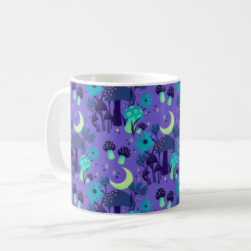 mushrooms  florals _ Purple blueberry Coffee Mug