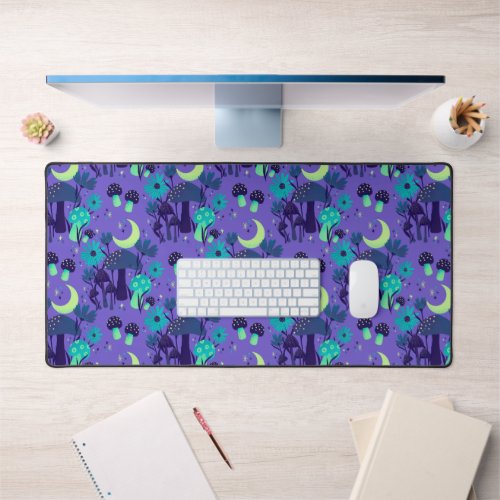 mushrooms  florals _ Purple blueberry Desk Mat
