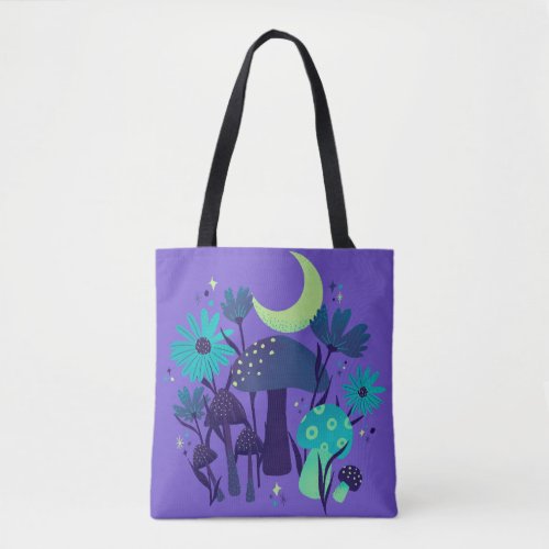 mushrooms  florals _ Purple blueberry Tote Bag