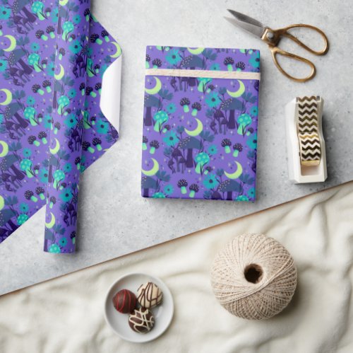 mushrooms  florals _ Purple blueberry Wrapping Paper