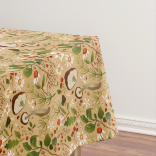 Mushrooms Flowers and Foliage  Tablecloth
