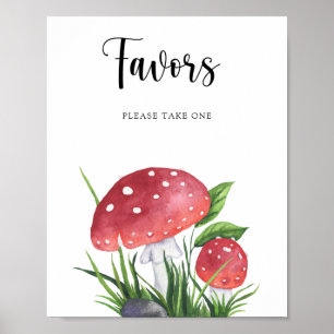 Mushrooms fly agaric baby shower Favors  Poster