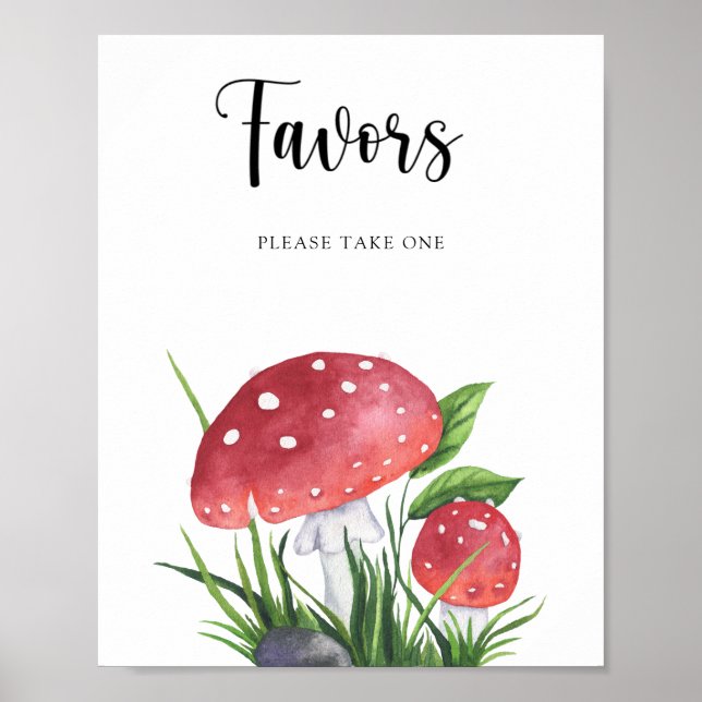 Mushrooms fly agaric baby shower Favors  Poster (Front)