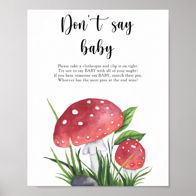 Mushrooms fly agaric Don't say baby Poster (Front)
