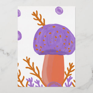 mushrooms foil invitation