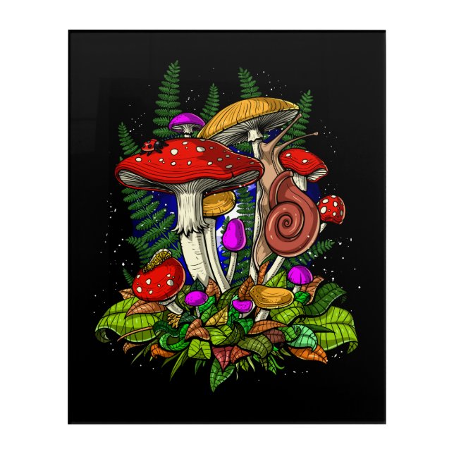 Mushrooms Forest Acrylic Print (Front)