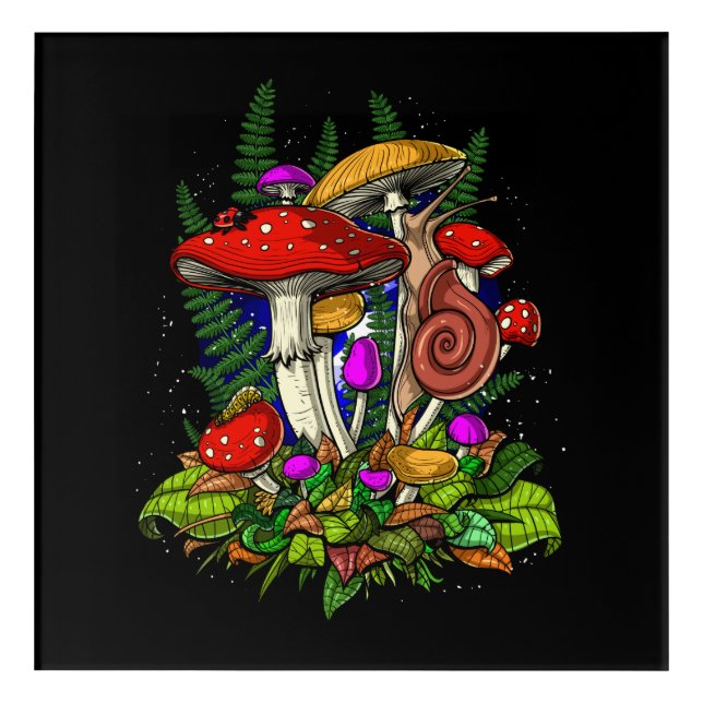 Mushrooms Forest Acrylic Print (Front)