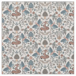 Mushrooms Fox &amp; Dragonfly Cute Autumn Pattern Fabric