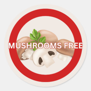 Mushrooms Free Food Allergy Alert Classic Classic Round Sticker