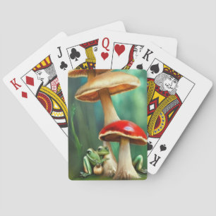 mushrooms frog playing cards nature