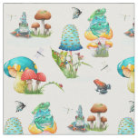 Mushrooms, Frogs, Dragonflies, Butterflies Fabric