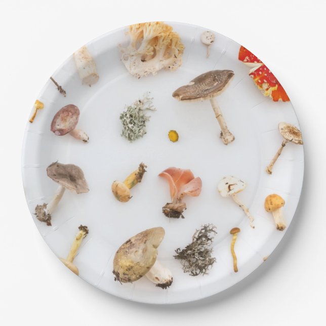 Mushrooms Fungus Paper Plates (Front)