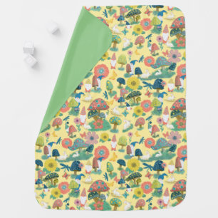 Mushrooms, Gnomes, rabbits, butterfly, yellow Baby Blanket