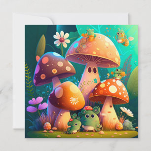 Mushrooms green florals in the field