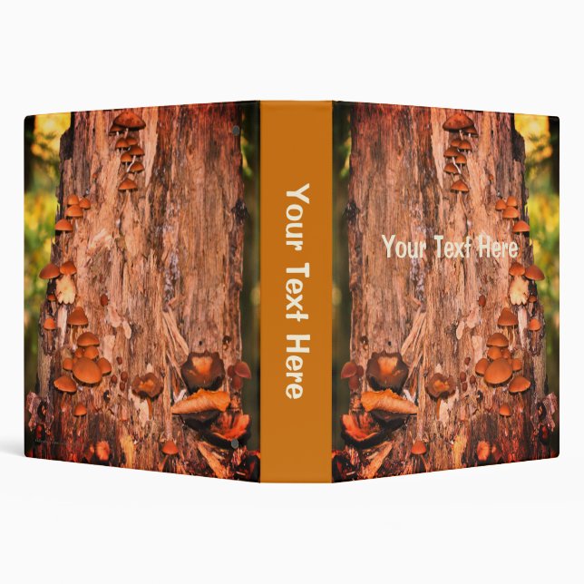 Mushrooms Growing On Tree Nature Personalized 3 Ring Binder (Background)