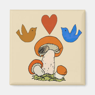 Mushrooms Heart Magnet