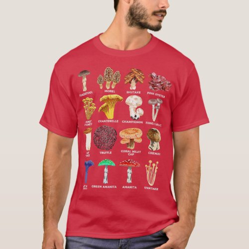 Mushrooms Identification Chart Mycology for Morels T_Shirt