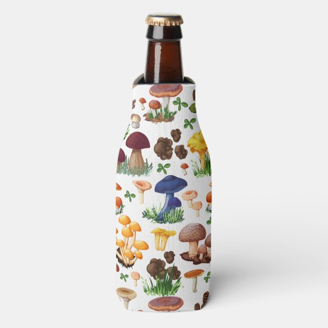 Mushrooms Illustration Bottle Cooler (Bottle Front)