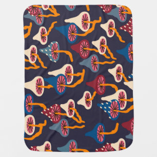 Mushrooms Illustration Fabric Wrapping Pattern Baby Blanket