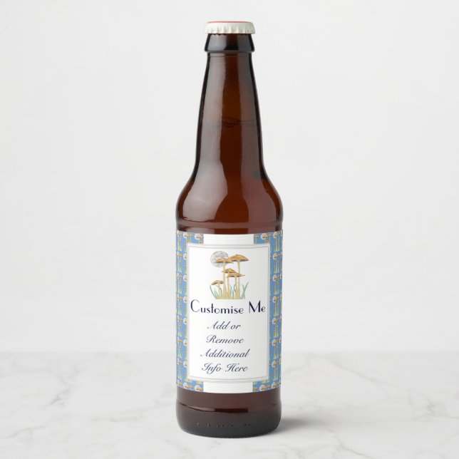 Mushrooms In Moonlight Cut-Out Beer Bottle Label (Front)