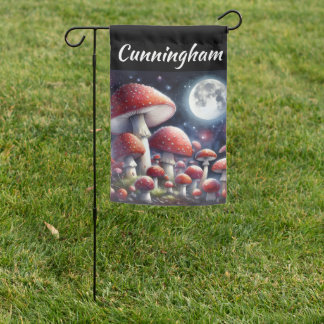 Mushrooms in Moonlight Garden Flag