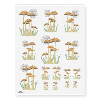 Mushrooms In Moonlight Temporary Tattoos