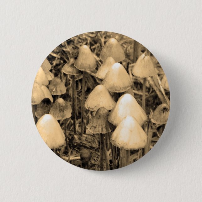 Mushrooms in Sepia Button (Front)