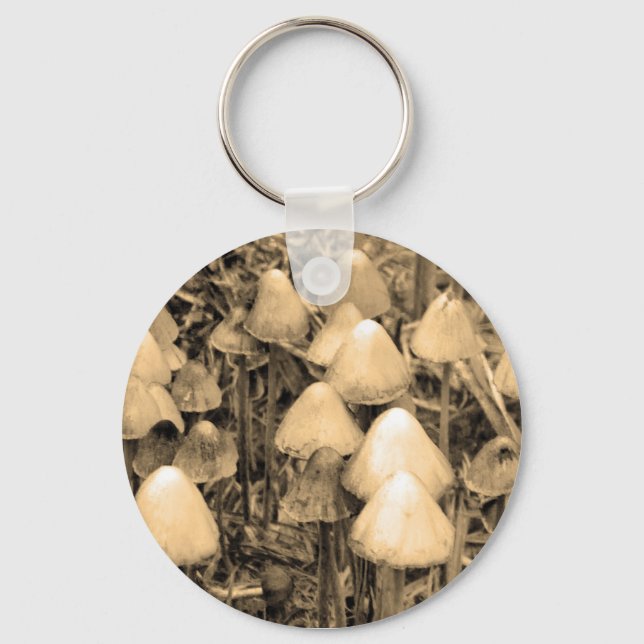 Mushrooms in Sepia Keychain (Front)
