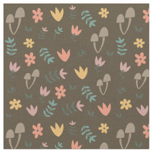 Mushrooms in the Garden Pattern Fabric